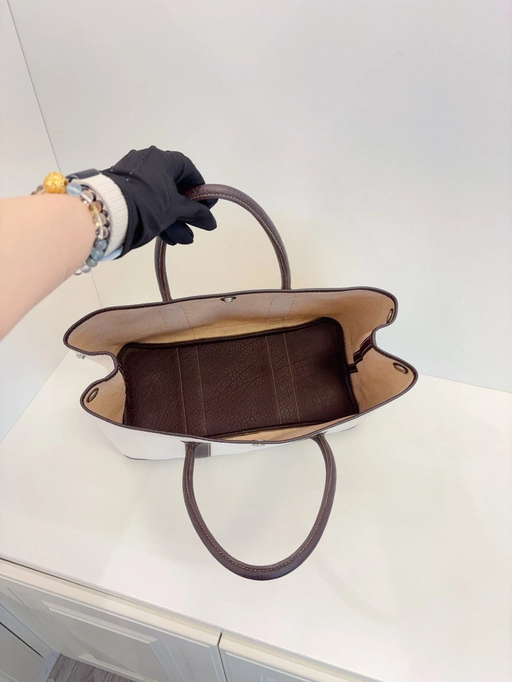 Hermes Garden Party GP 36 Tote Bag Beige Brown Canvas Leather