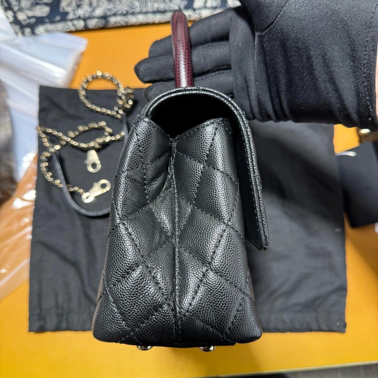 New CHANEL Coco Handle Black Calfskin Gold Hardware Top Handle Bag For Women