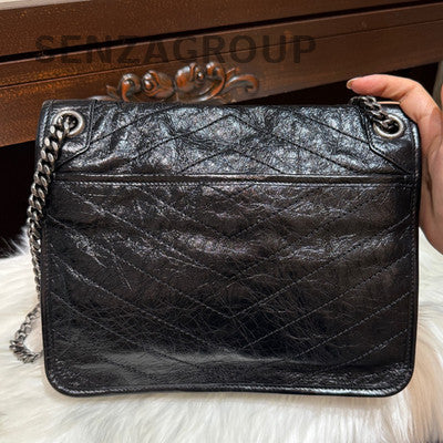 Saint Laurent YSL Niki Medium Black Silver Chain Shoulder Bag