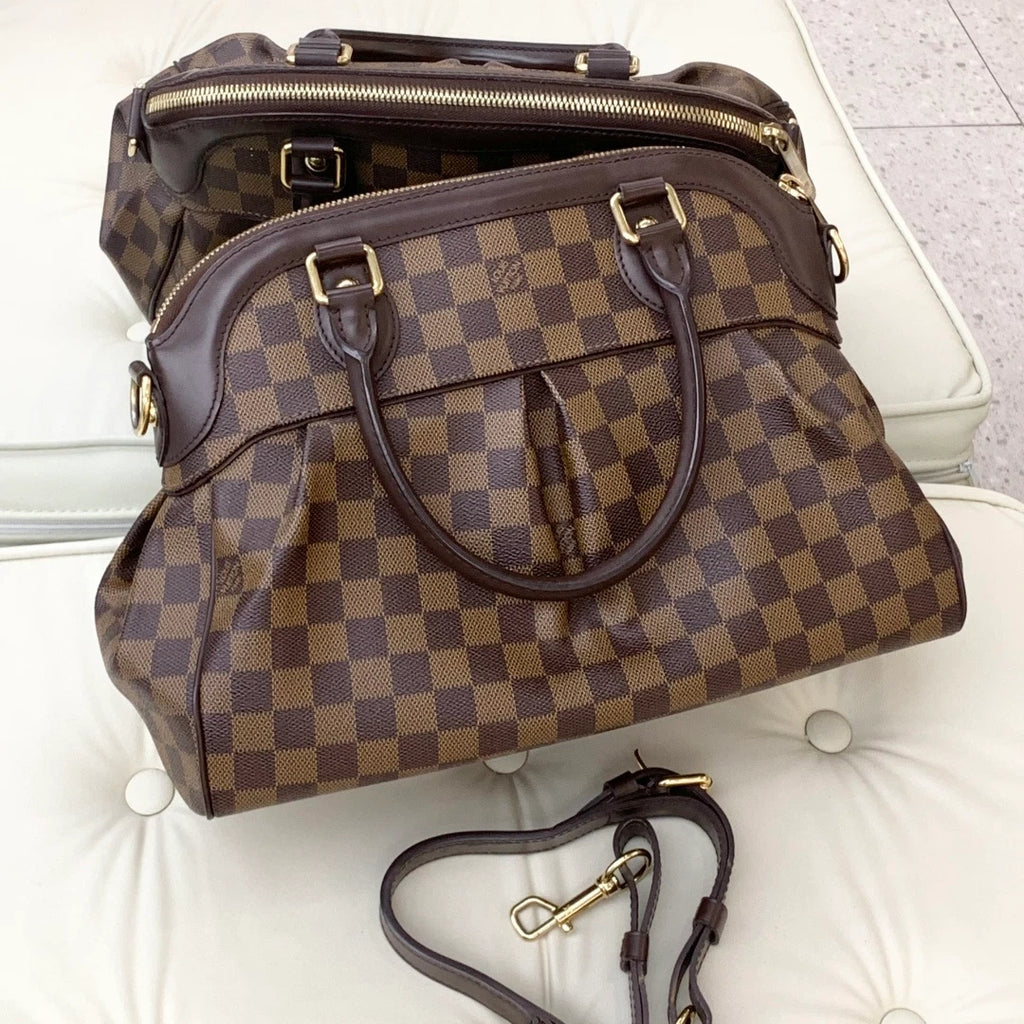 Louis Vuitton Trevi MM Damier Ebene Top Handle Bag Crossbody Women Classic S