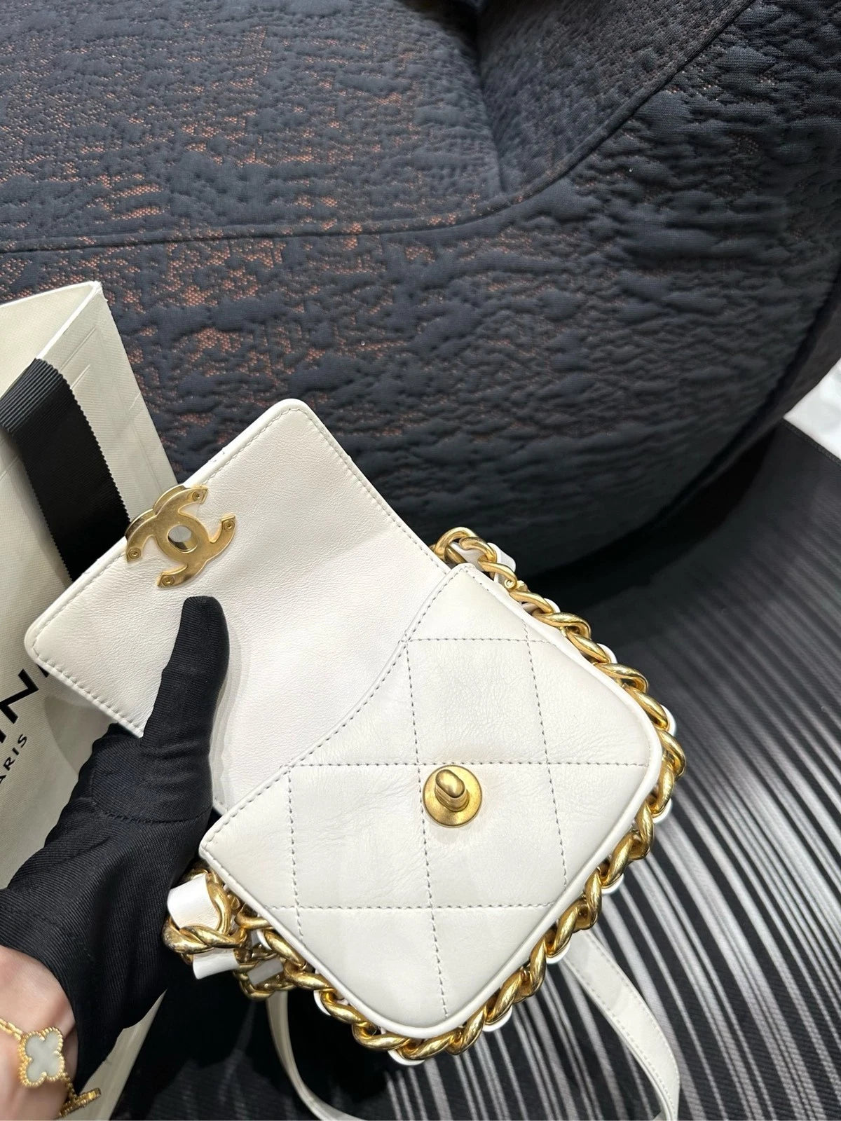 CHANEL White Mini Square Crossbody Bag For Women