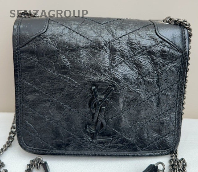 Saint Laurent Niki WOC Chain Shoulder Bag Black Silver Used Women Classic