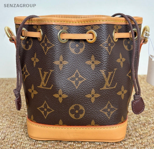 Louis Vuitton Nano Neo Monogram Bucket Crossbody Brown Gold Women Classic
