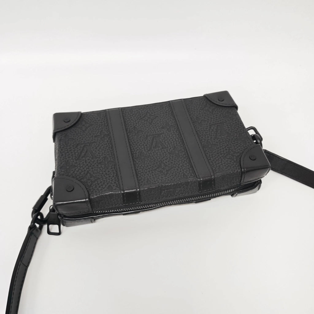 Authentic Louis Vuitton Printed Leather Black Soft Trunk Bag For Women