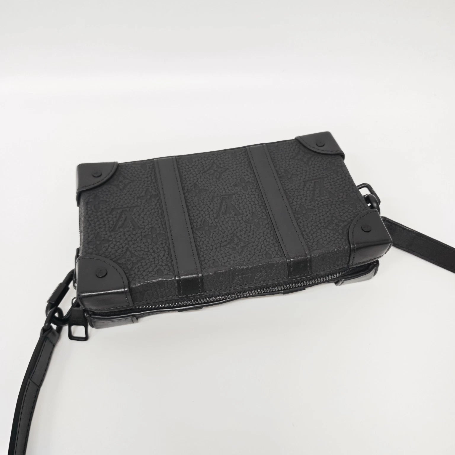 Authentic Louis Vuitton Printed Leather Black Soft Trunk Bag For Women