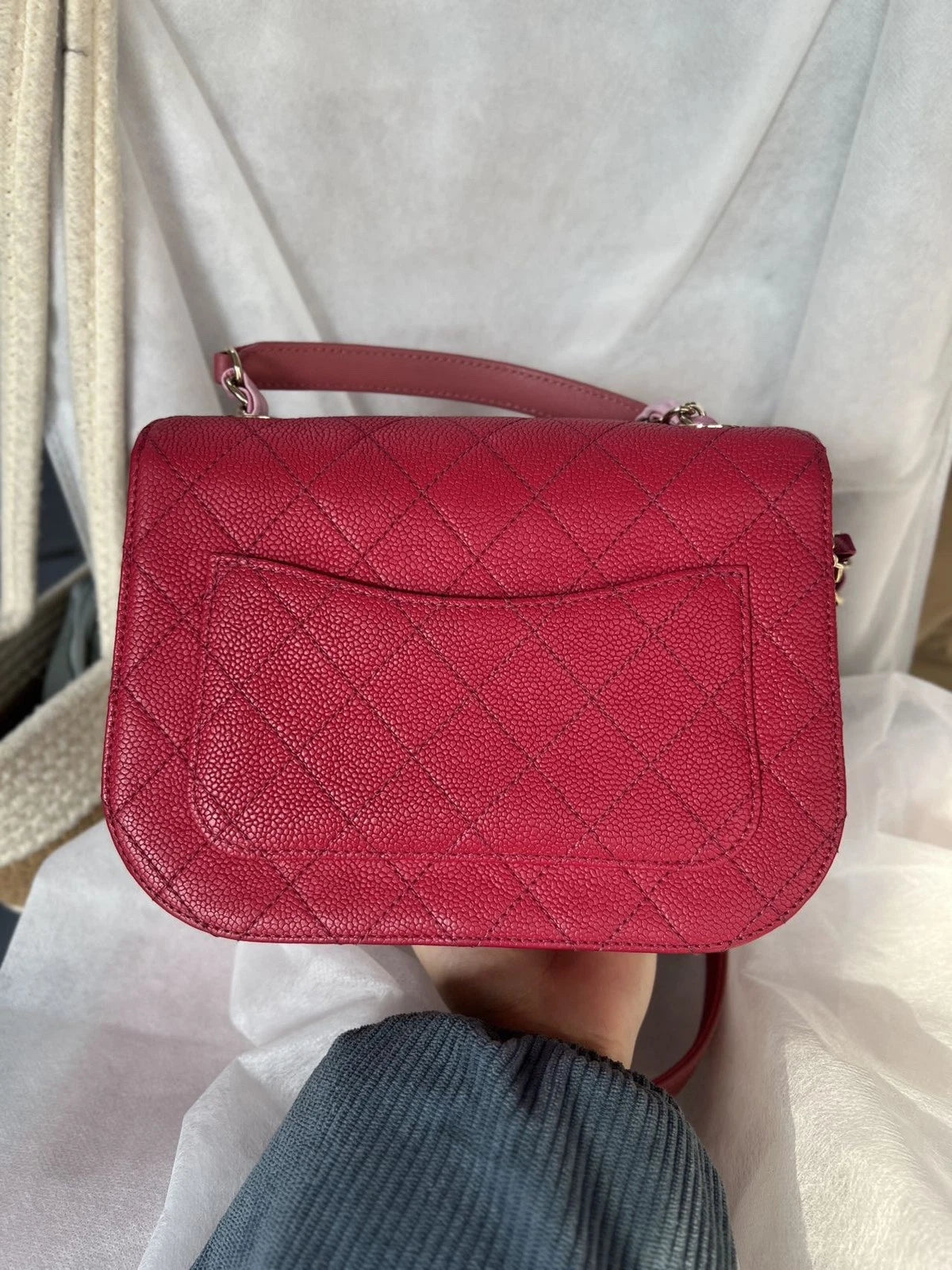 Chanel Coco Curve Cuba Calfskin Chain Shoulder Crossbody Red Gold Women Classic