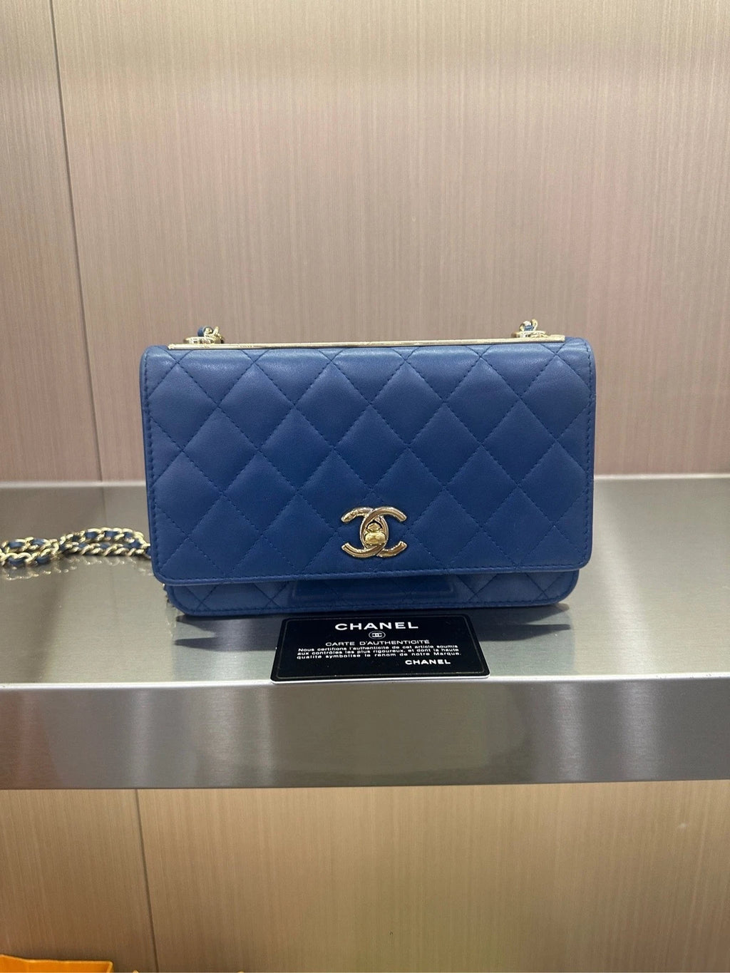 Authentic CHANEL Trendy CC WOC Blue Women's Crossbody Bag