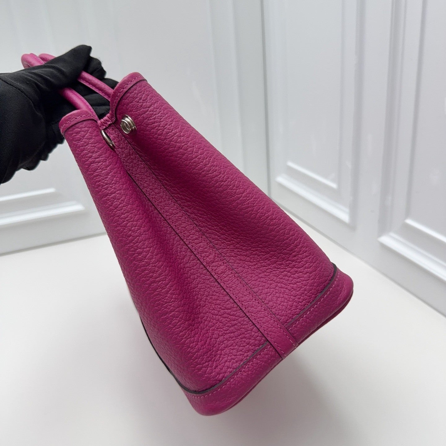 Hermes Garden Party30 Top Handle Bag Purple Silver Used Women Classic