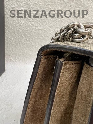 Gucci Dionysus Medium GG Supreme Shoulder Bag Brown Silver Hardware