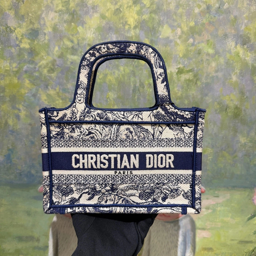 Dior Women Canvas Mini Embroidered Zoo Tote Bag