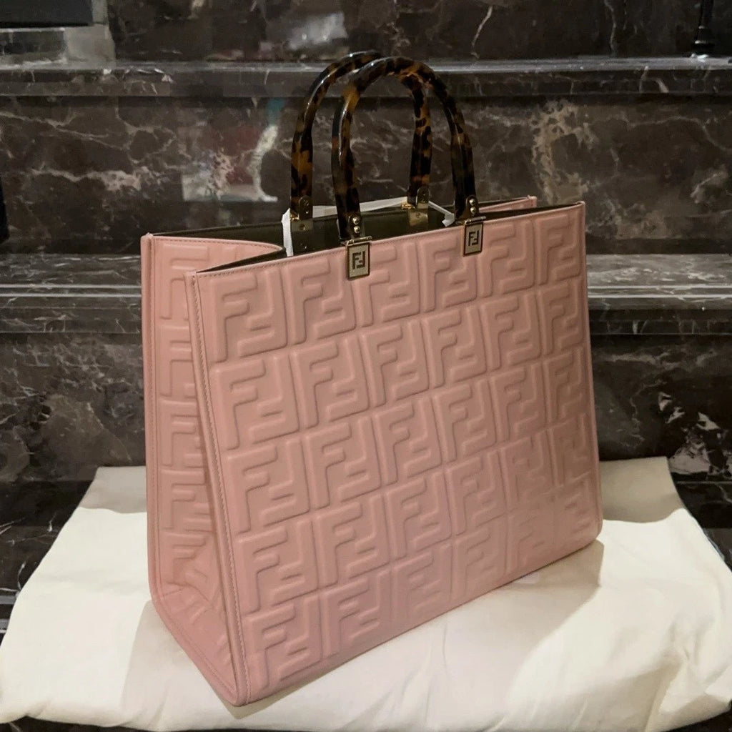 Fendi Sunshine Embossed Leather Tote Bag For Women