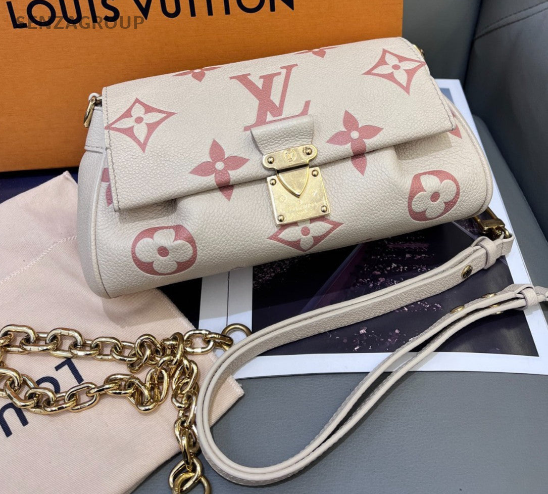 Louis Vuitton Favorite Monogram Chain Shoulder Bag White Gold Women Classic