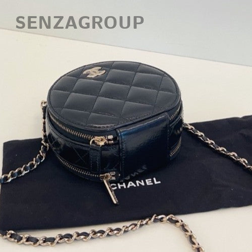 CHANEL Diamond Top Handle 2way Chain Shoulder bag Crossbody Black Gold Women