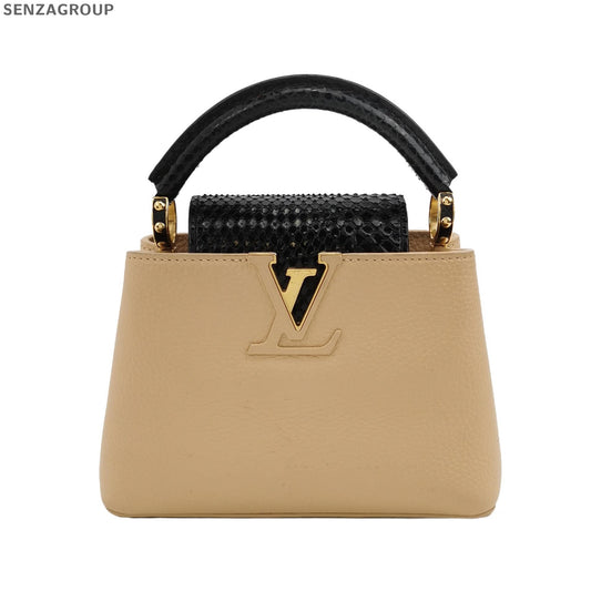 Louis Vuitton Capucines Black & Beige Handbag - Classic Women's Tote