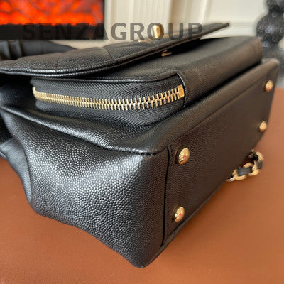 Chanel Quilted Calfskin Chain Shoulder Crossbody Bag Black Gold