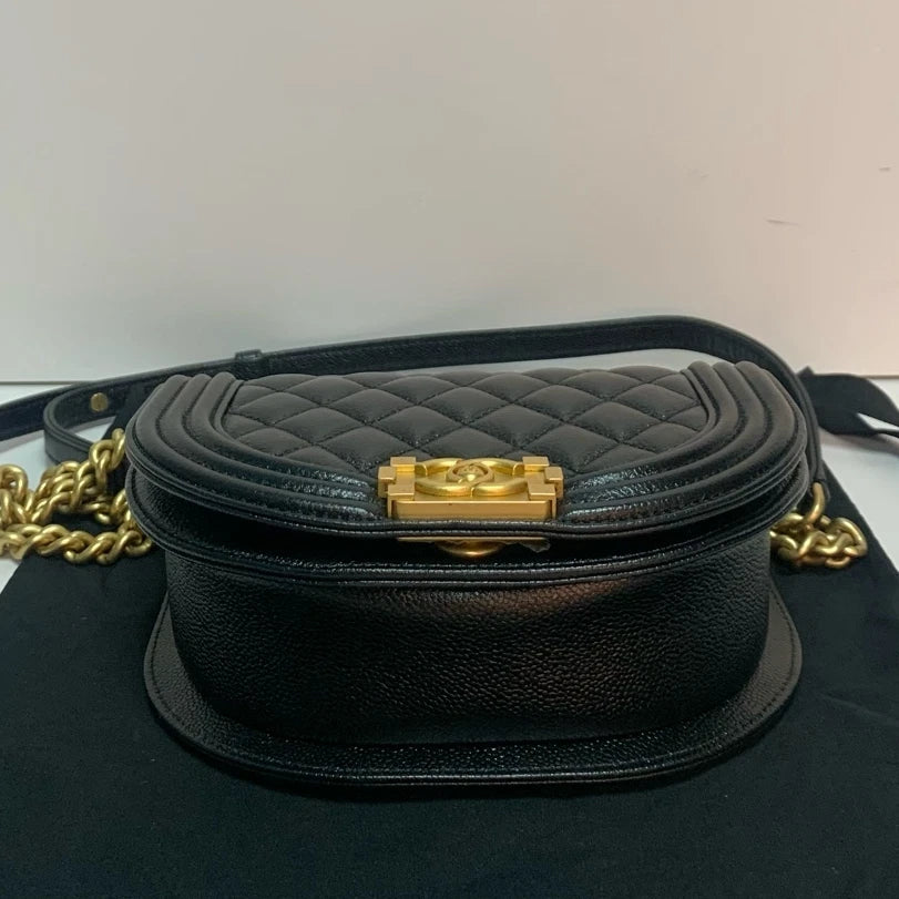 CHANEL Boy Caviar Leather Shoulder Bag For Women