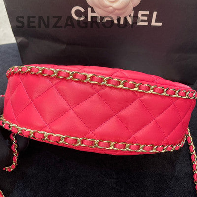 Chanel 23P Pink Quilted Moon Bag with Gold Chain - Women's Fashion