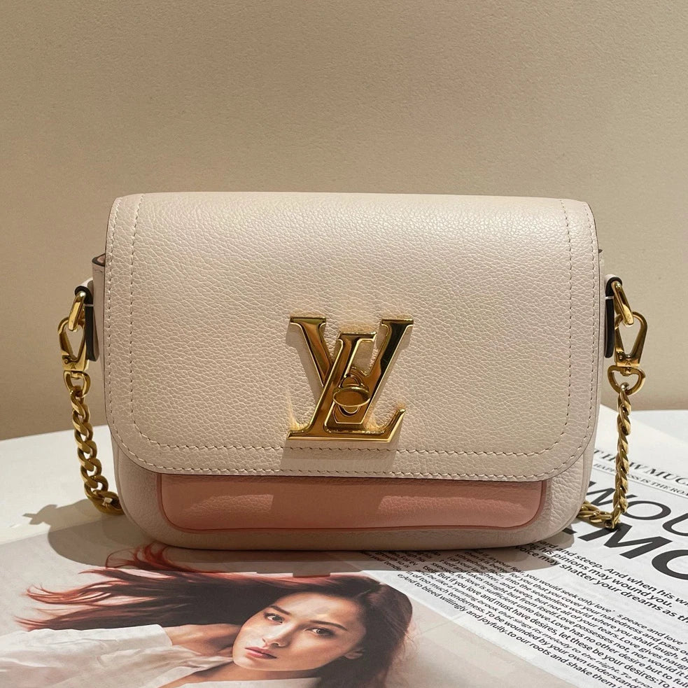 Chip Version Louis Vuitton Lockme Tender Chain Shoulder Bag Crossbody White Pink