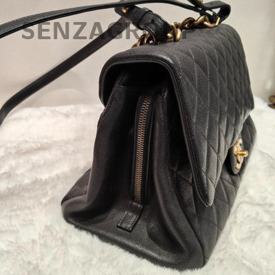 Chanel Black Gold Bombay Quilted Classic Women's Shoulder Bag