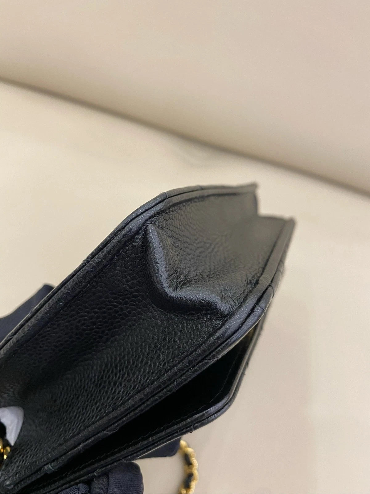 CHANEL Black Leather WOC Chain Crossbody Bag For Women