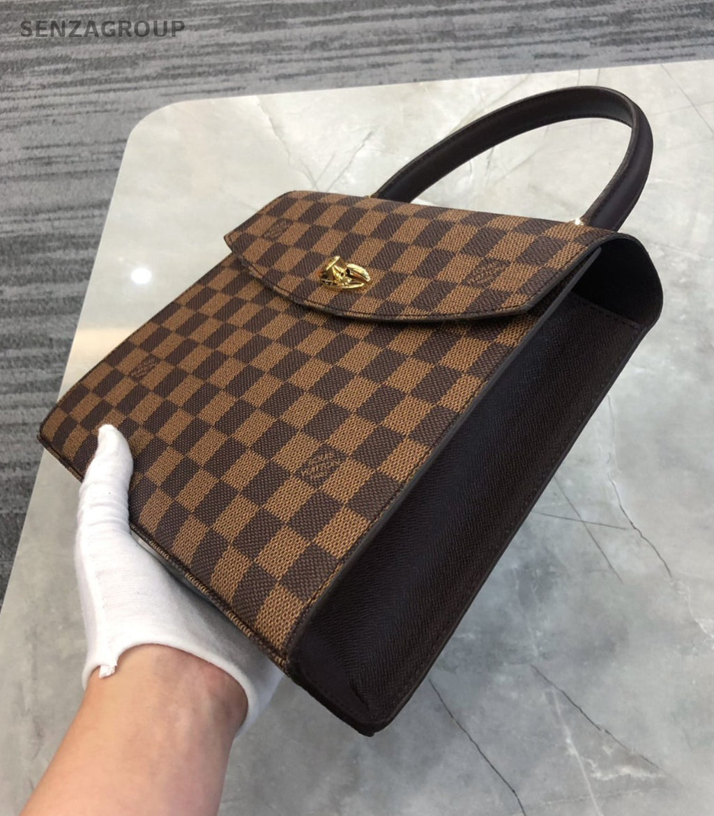 Louis Vuitton Kelly Damier Ebene Top Handle Handbag Brown Women