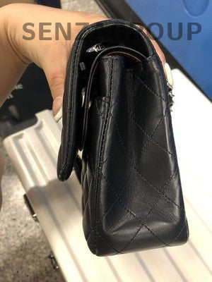 Chanel Classic Flap Medium Black Silver Lambskin Chain Shoulder Bag