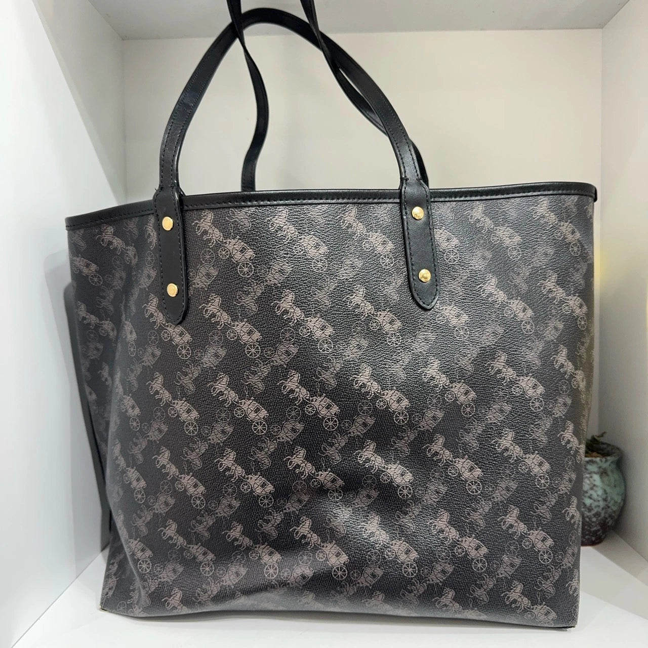 Coach City 33 Reversible Horse Print PVC Tote Shoulder Handbag Women