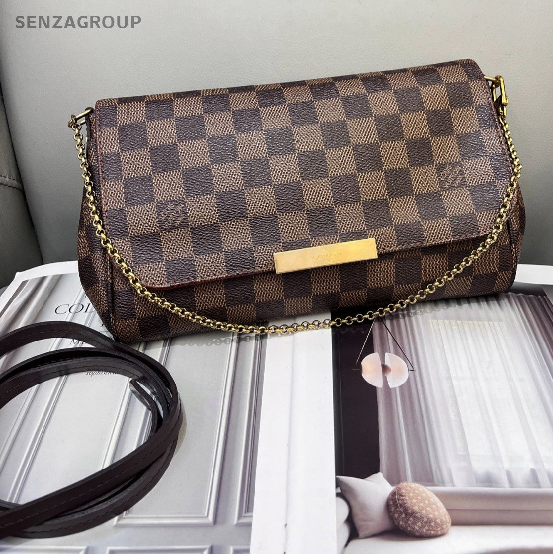 Louis Vuitton Favourite MM Damier Ebene Chain Shoulder bag Crossbody Women