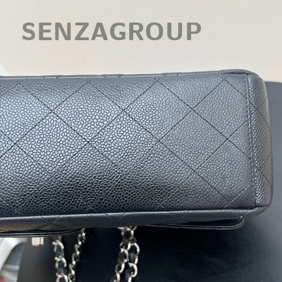 Chanel Classic Flap Black Silver GM Leather Chain Shoulder Bag