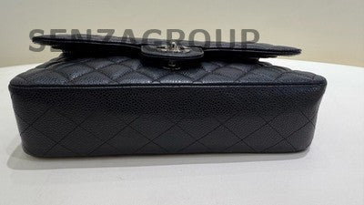 Chanel CF Black Silver Medium Chain Shoulder Bag Quilted Pattern Women Fashion