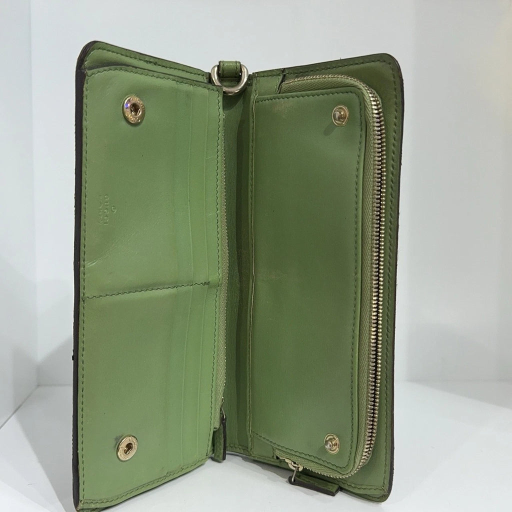 GUCCI Beige Monogram Canvas Long Wallet For Women