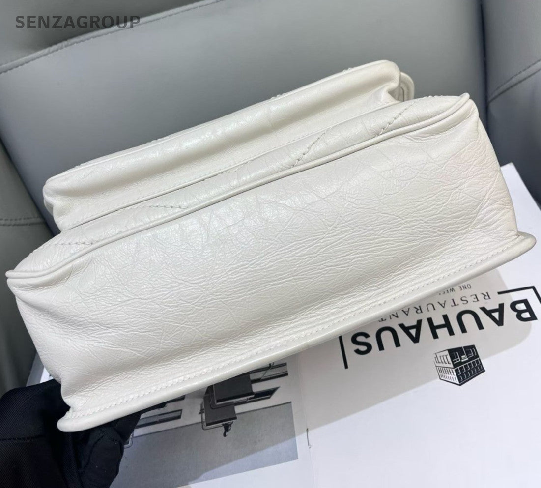 Saint Laurent Niki MM Chain Shoulder Bag White Silver Women Classic