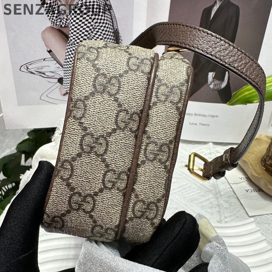 Gucci Neo Vintage GG Monogram Shoulder Crossbody Bag Brown Unisex
