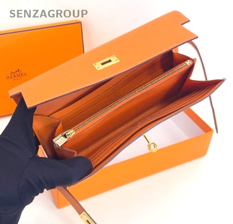 Hermes Kelly Wallet epsom Leather Orange