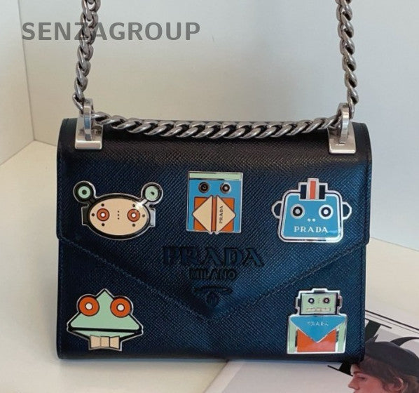 Prada Saffiano Leather Shoulder Crossbody Bag Blcak Women Classic