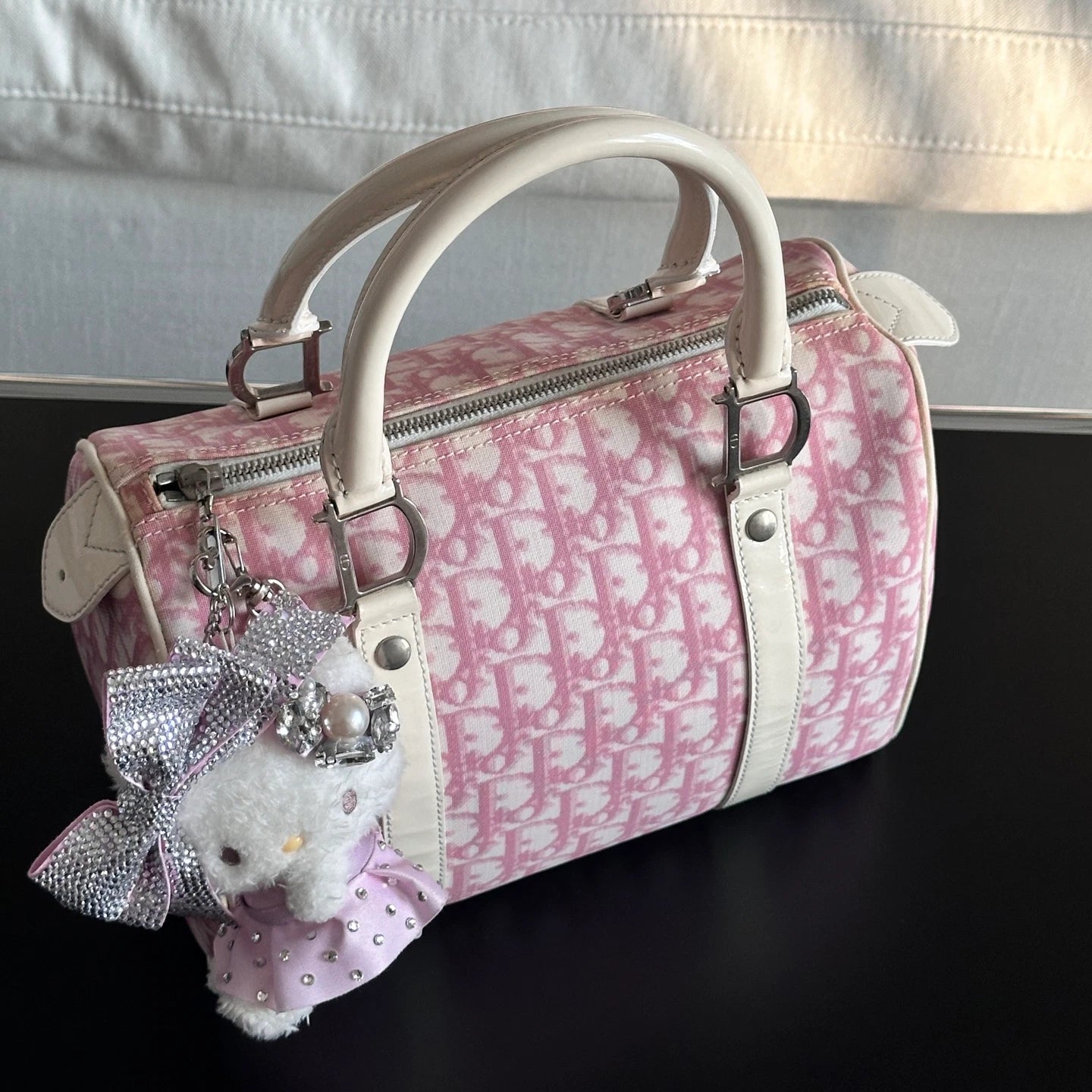 Christian Dior Monogram Tote Top Handle Shoulder Bag Pink Women Fashion
