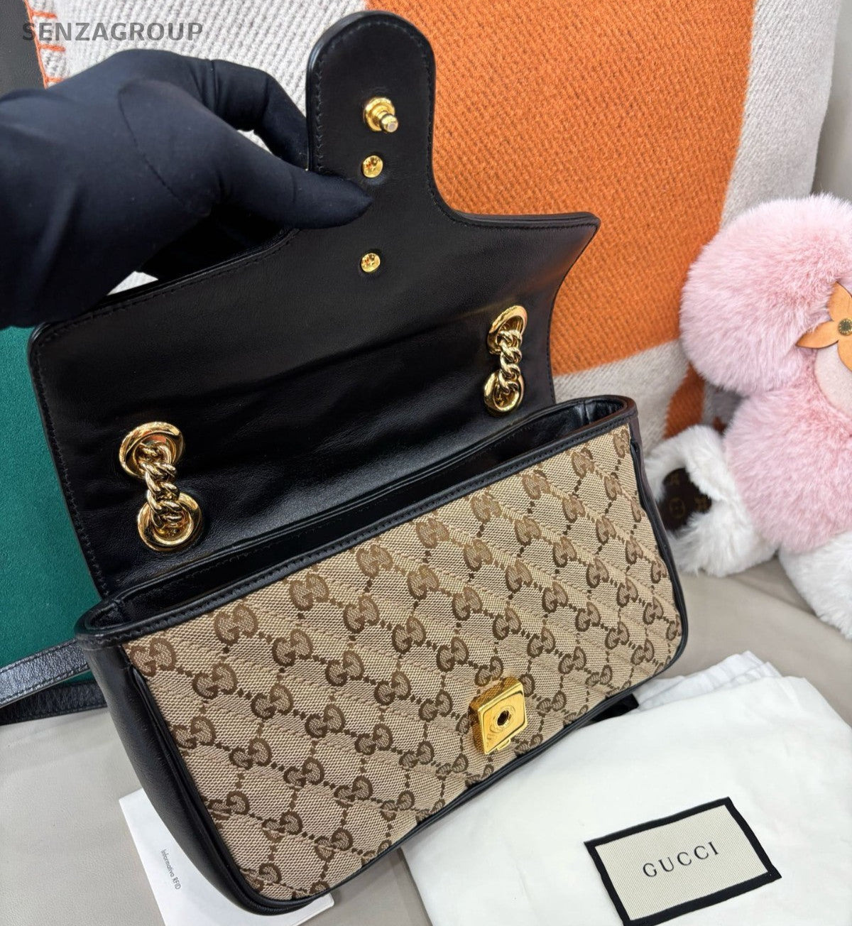 Gucci Marmont26 Chain Shoulder Bag Crossbody Brown Gold Used Women Classic