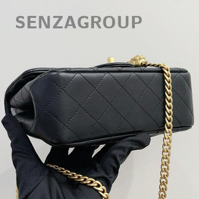 Chanel Black Gold Lambskin CF Mini Flap Bag Chain Shoulder Crossbody