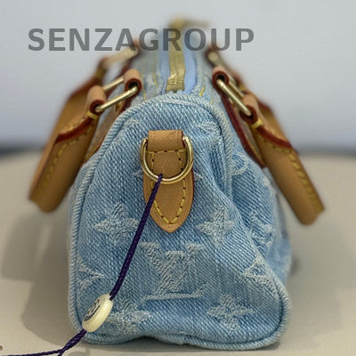 Louis Vuitton Speedy Nano Denim Monogram Handbag for Women