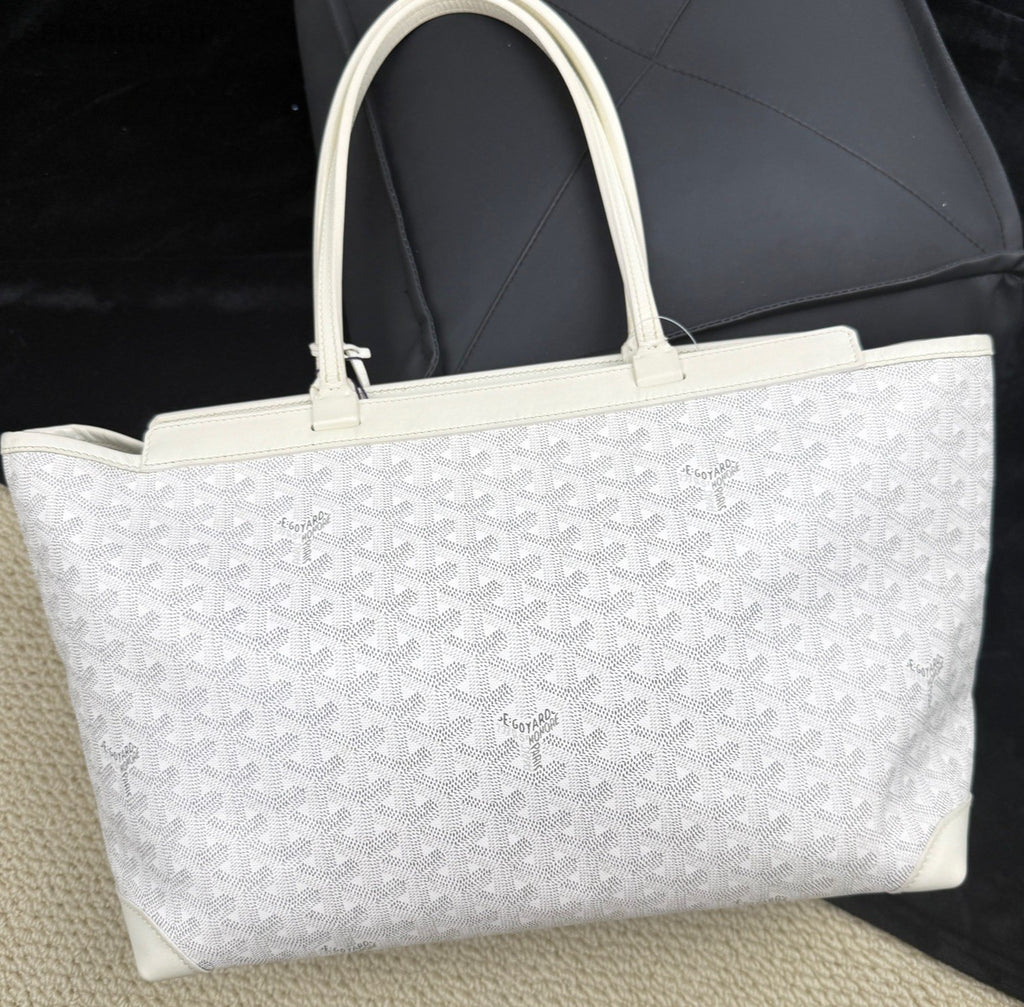 Goyard briefcase Canvas Monogram Top Handle Shoulder Bag Women White.