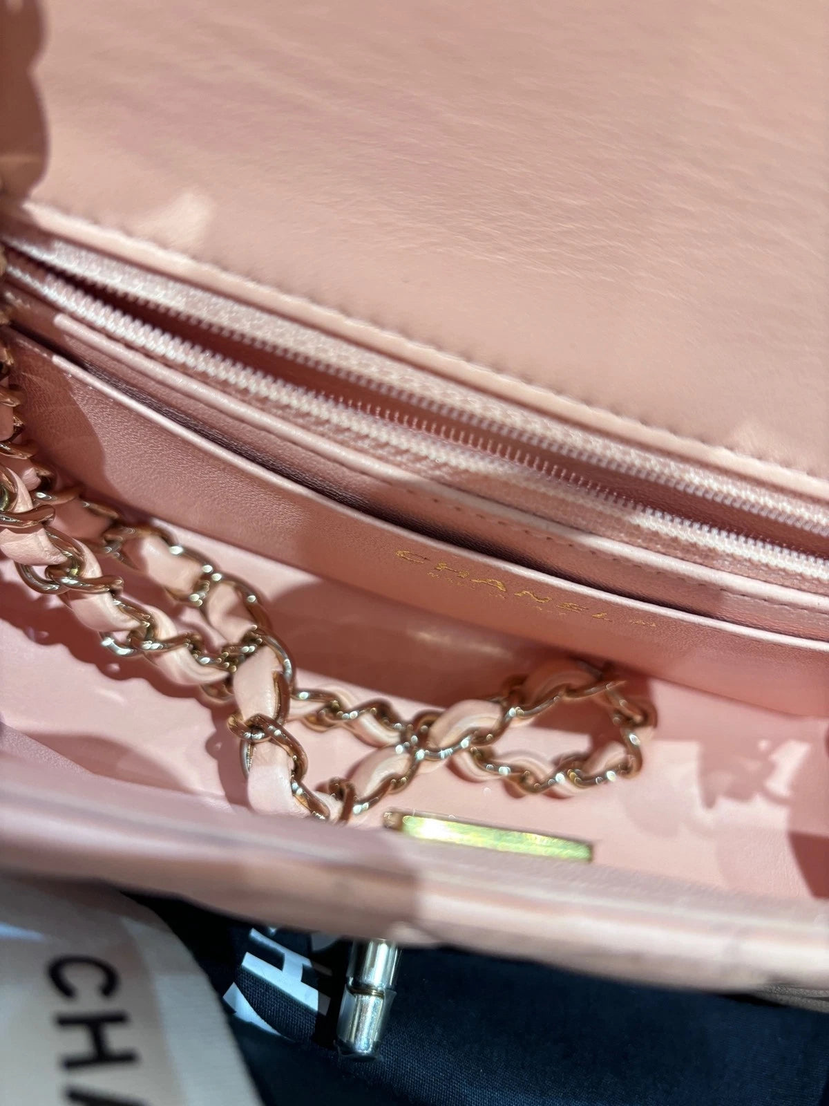 CHANEL CF Mini Orange Pink Lambskin Crossbody Bag For Women