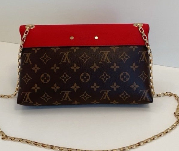 Louis Vuitton Pallas Chain Monogram Shoulder Crossbody Bag Red  Almost Brand New