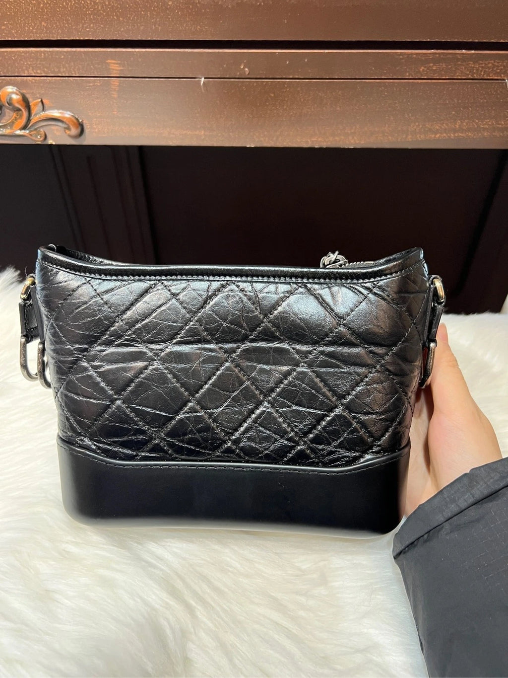 CHANEL Black Gold Small Gabrielle Crossbody Shoulder Bag For Women