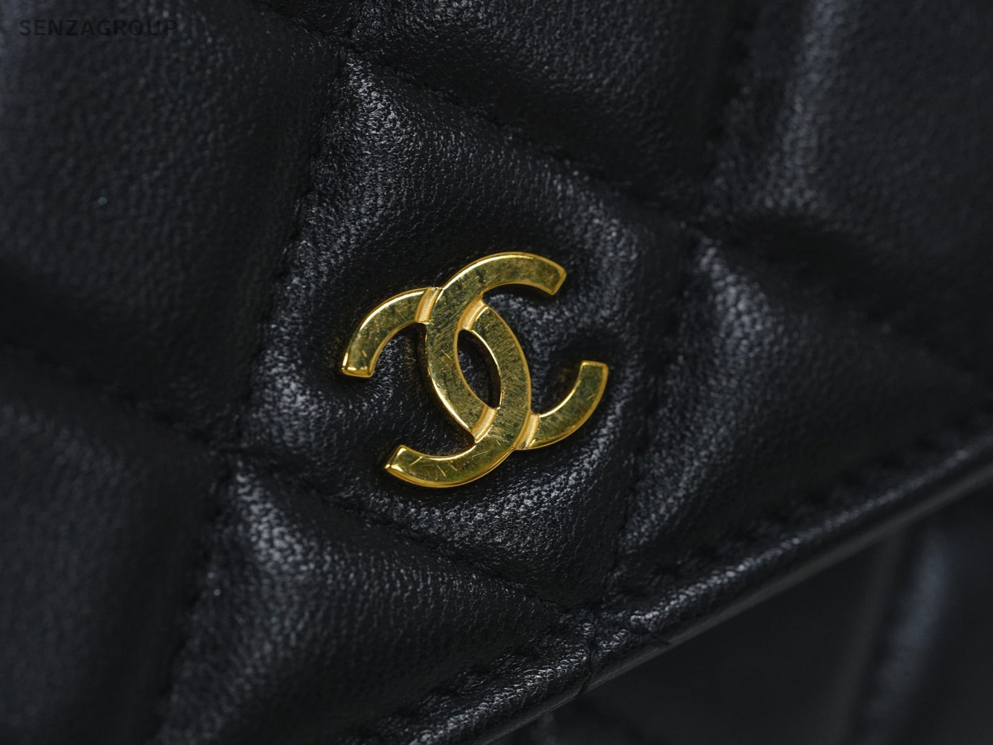 CHANEL Classic Flap Woc Diamond Pattern Chain Shoulder bag Black Gold Women