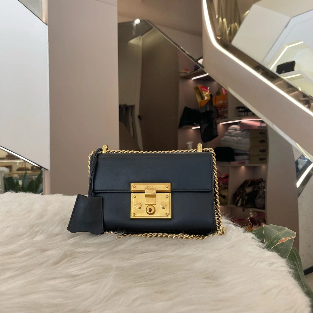 Gucci Black Leather Moonlight Box Chain Shoulder Bag For Women