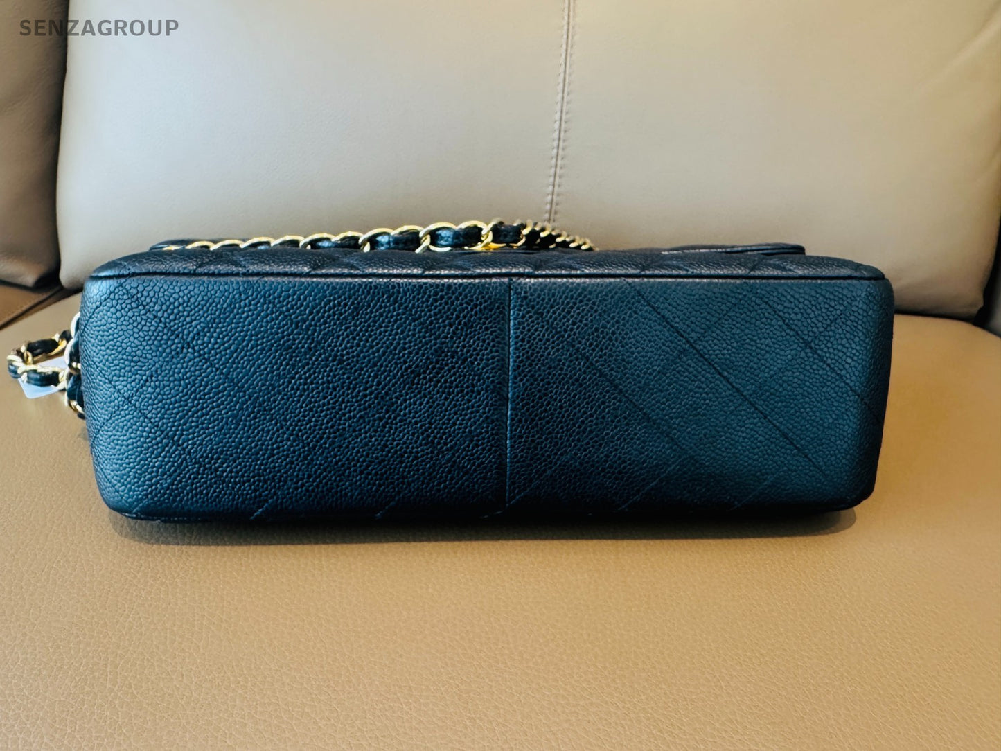 CHANEL Classic Flap Jumbo Caviar Chain Shoulder bag Black Gold Women Classic