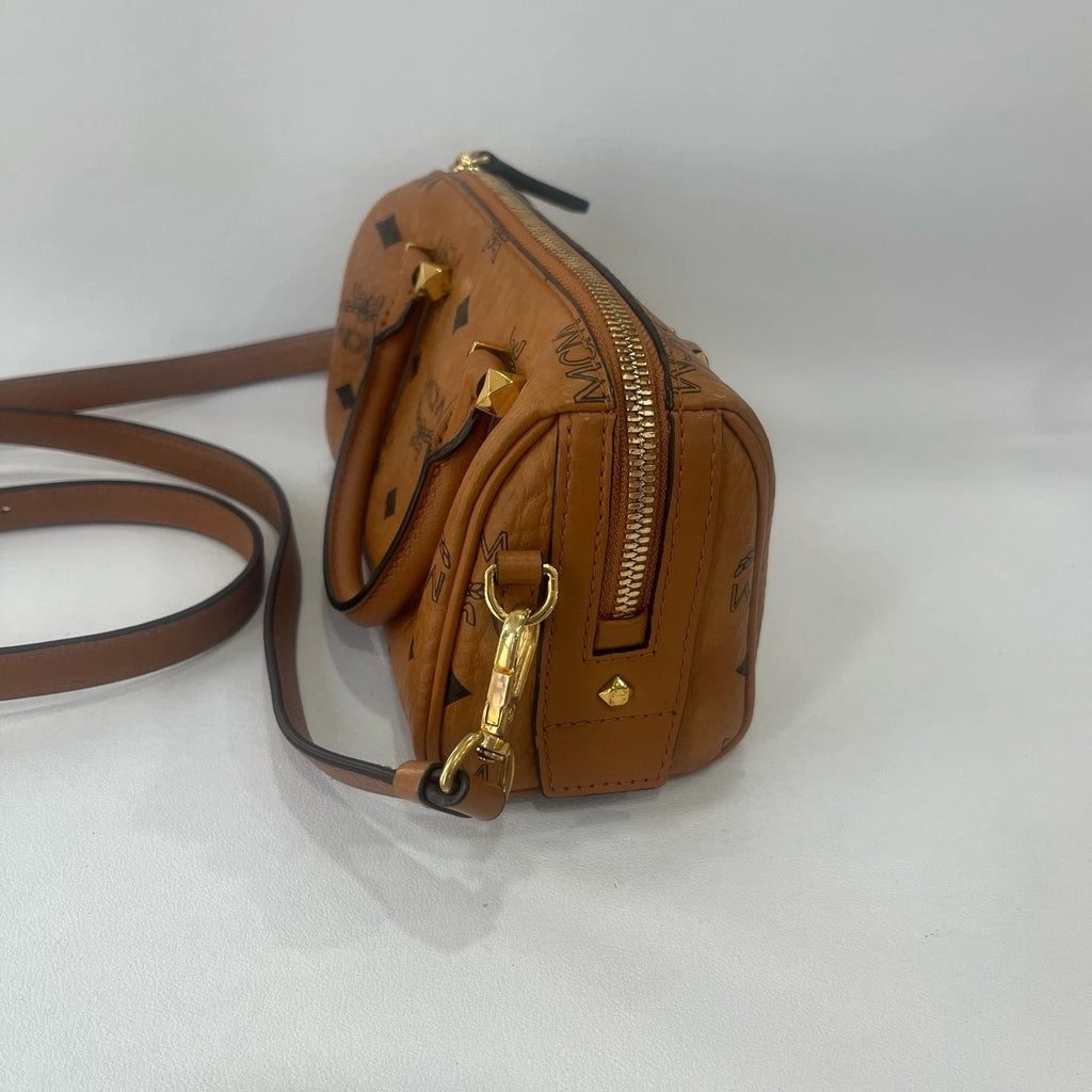 MCM Women Canvas Boston Top Handle Handbag