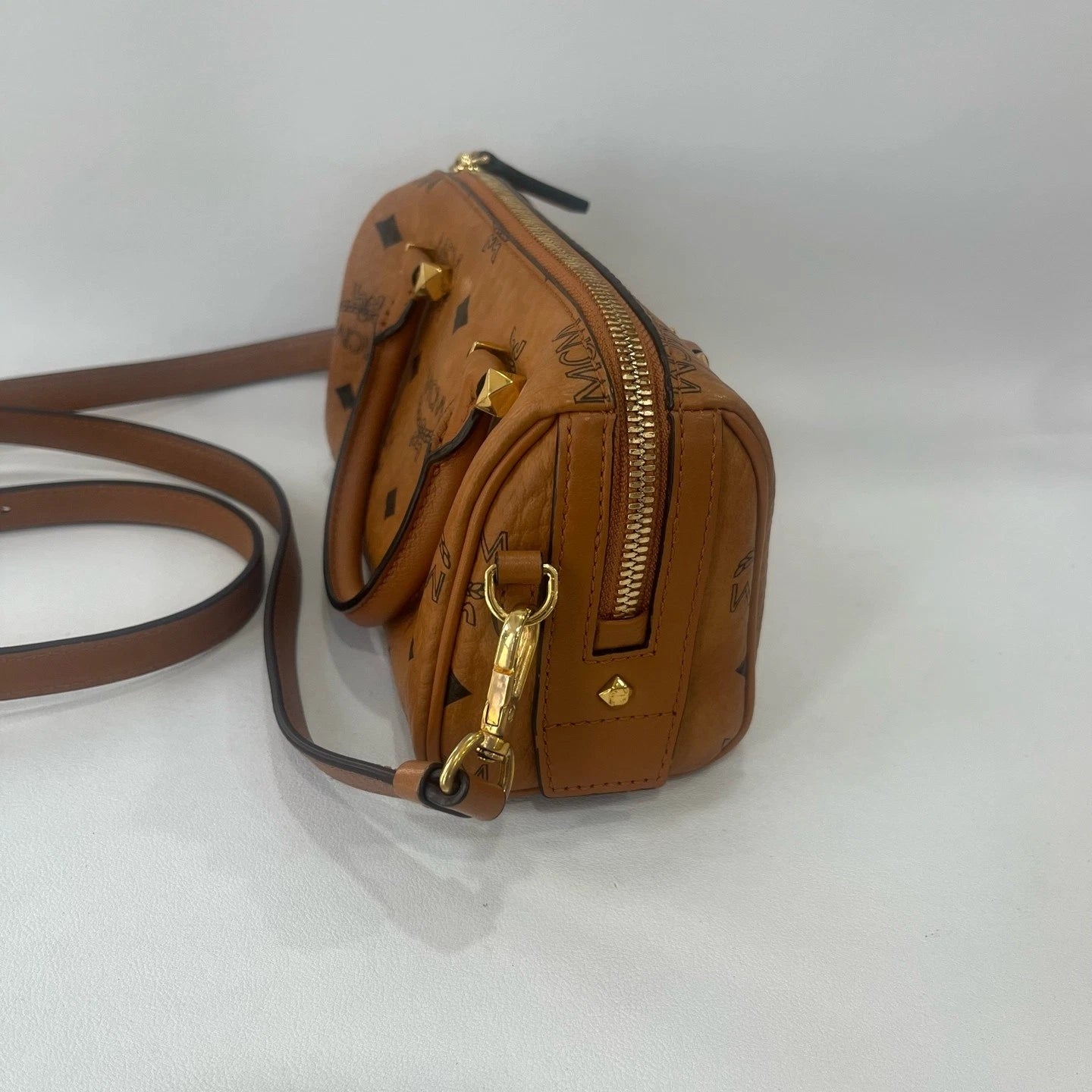 MCM Women Canvas Boston Top Handle Handbag