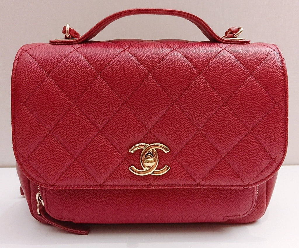 Chanel Diamond MM Chain Shoulder Bag Red Gold Used Women Classic Designer