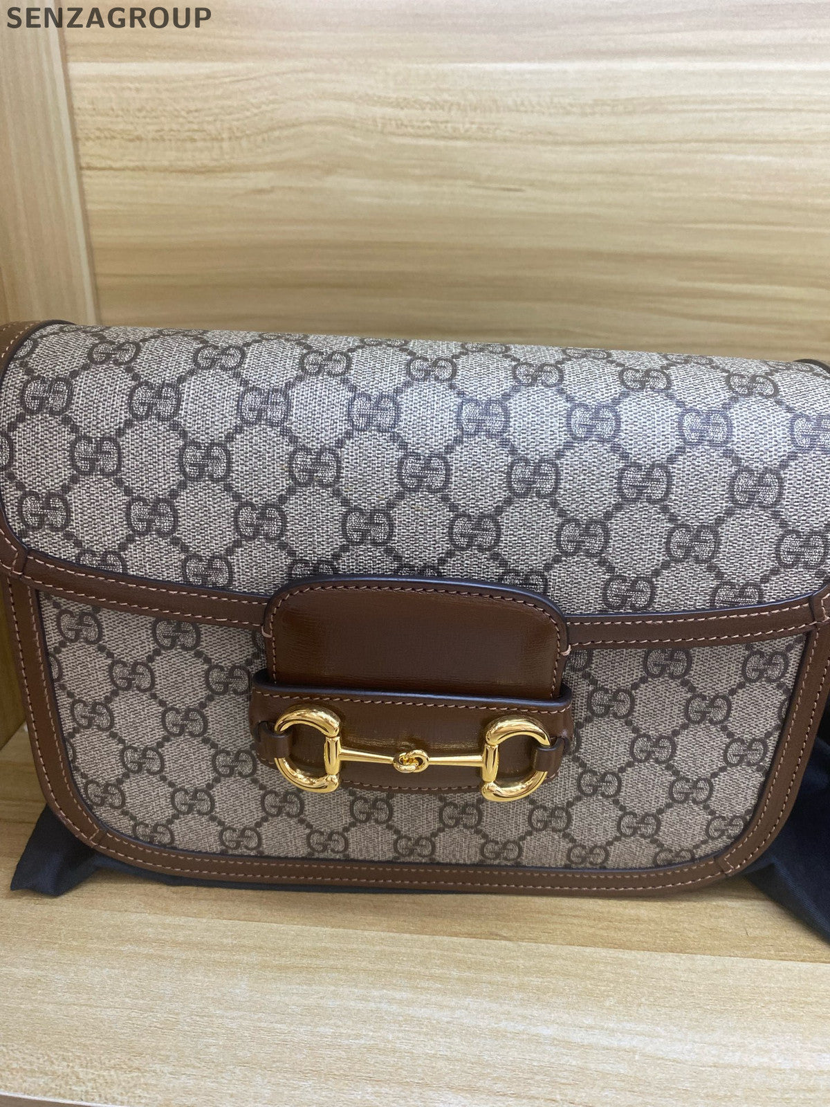 Gucci 1955 Medium GG Supreme Shoulder Bag Brown Gold Hardware Classic Women